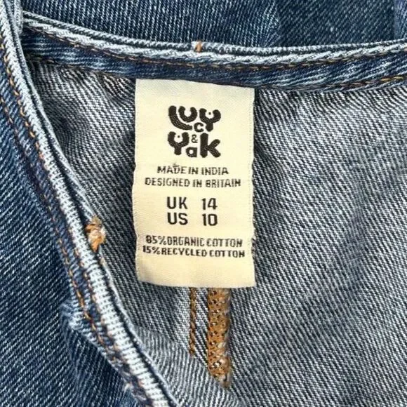 Lucy And Yak Women Size 10 Dress Black Organic Cotton Denim Jean Overalls Jumper - Picture 4 of 5